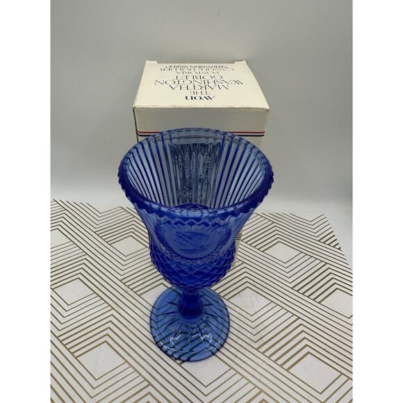 Vintage Avon Fostoria American Pink Glaskelch With Relief From Pressed Glass - Picture 2 of 7